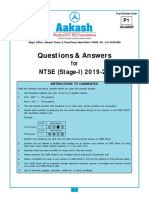 Questions & Answers: For NTSE (Stage-I) 2019-20