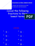 To Cancel Fractions To Their Lowest Terms