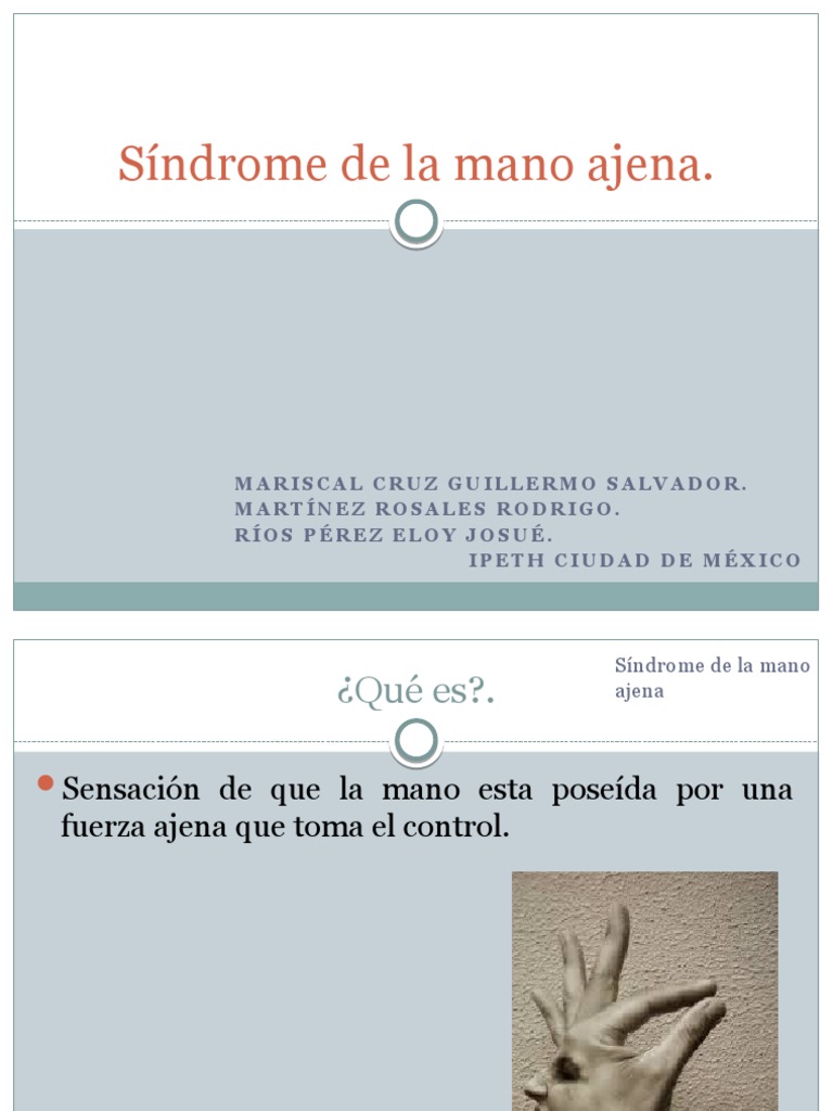 Síndrome de La Mano Ajena PDF Cerebro Medicina