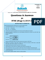 Questions & Answers: NTSE (Stage-I) 2019-20