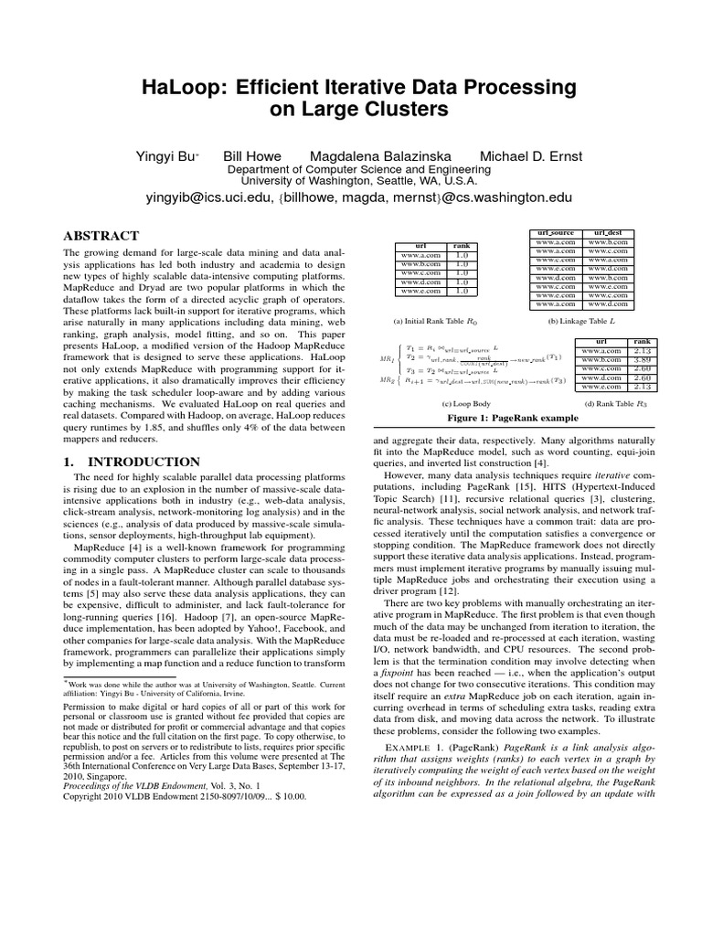 HaLoop - Efficient Iterative Data Processing On Large Clusters | PDF ...