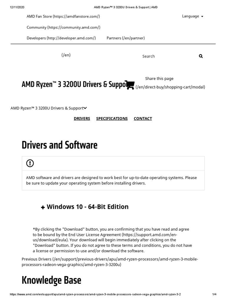 AMD Ryzen™ 3 3200U Drivers & Support - AMD PDF | PDF | Advanced Micro ...