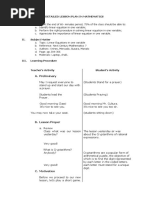 Detailed Lesson Plan in Mathematics I. Objectives: A. Preliminary