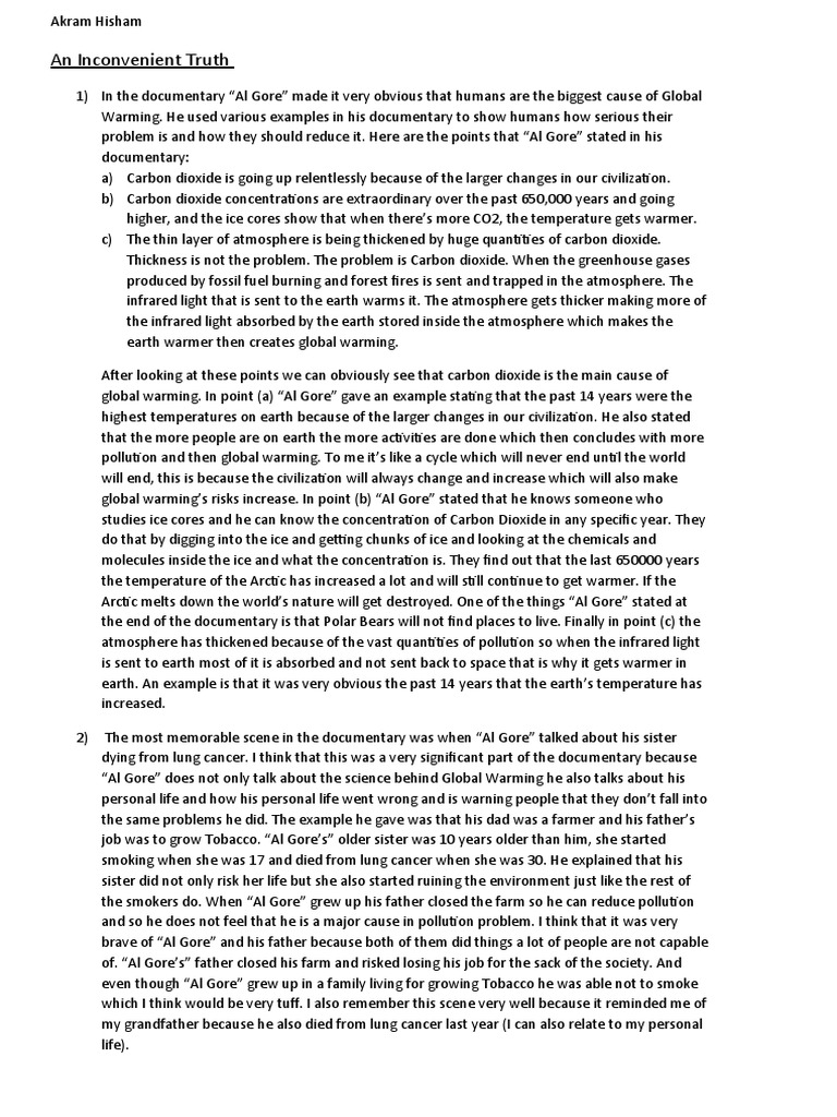 inconvenient truth essay