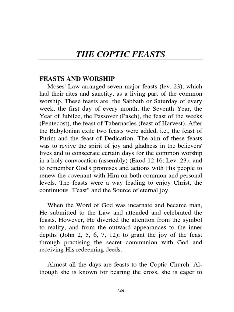 Coptic Church Feasts and Fasts Overview | PDF | Eucharist | Mary ...