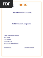 Higher Nationals in Computing: Unit 2: Networking Assignment