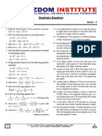 Quadratic Equation: Solved Examples and Answer Key