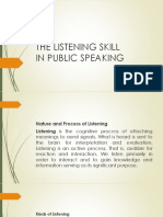 The Listening Skill in Public Speaking PDF