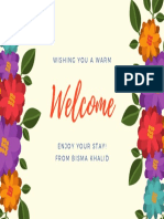 Cream Floral Pattern Welcome Card