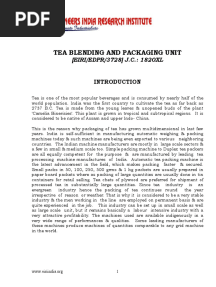 Project Report On Tea Blending and Packaging Unit