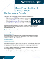 2021 VCE Music Prescribed List of Notated Solo Works: Voice Contemporary Popular