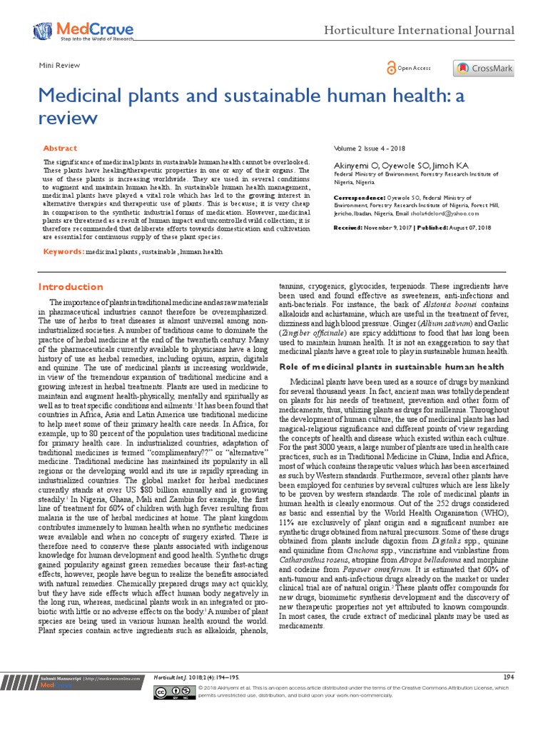 Roles of Medicinal Plant To Humans Health PDF | PDF | Traditional ...