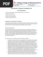 Introduction To Design of Foundation Lab