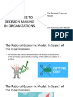 Approaches To Decision Making in Organizations: The Rational-Economic Model