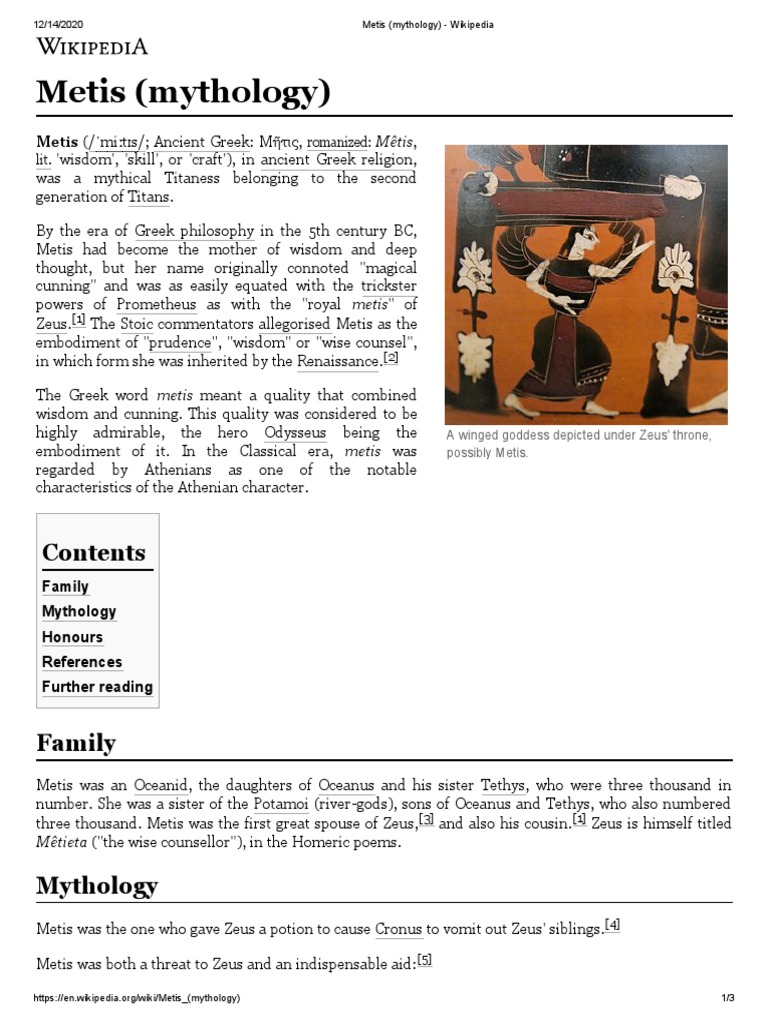 Metis (Mythology) Wikipe PDF Greek Gods Greek Deities