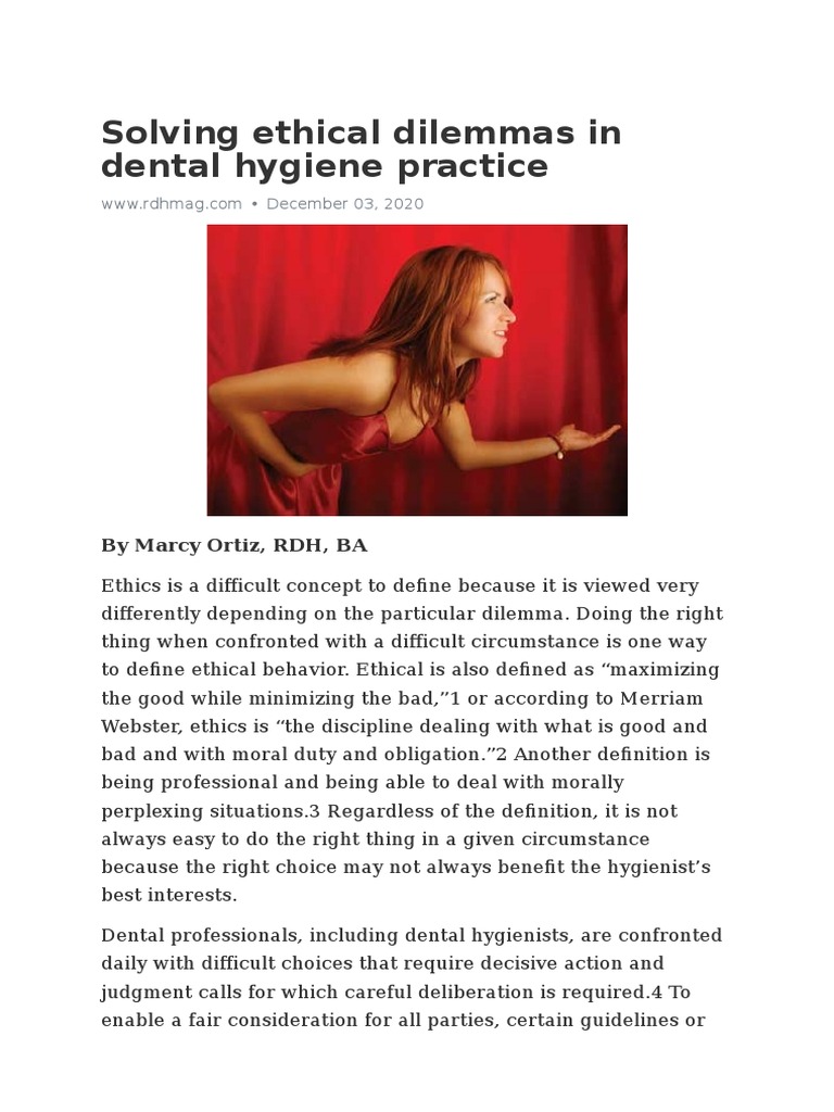 Solving Ethical Dilemmas in Dental Hygiene Practice by Marcy Ortiz
