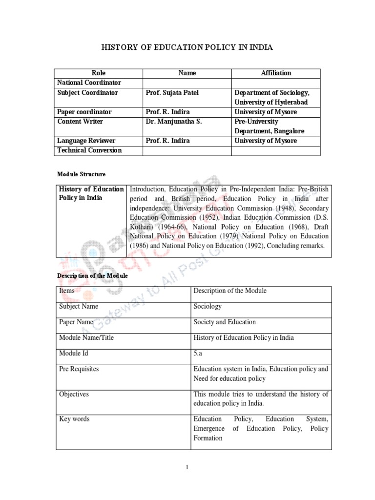 History of Education Policy in India | PDF | Religious Education | Sikhism