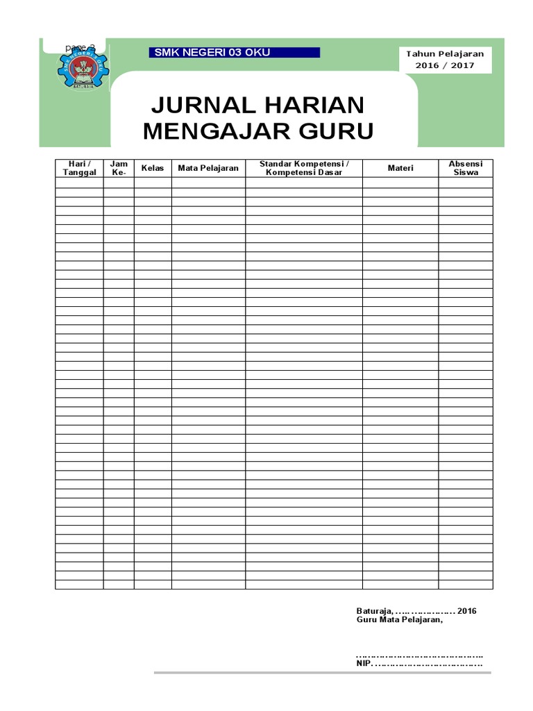 Jurnal Harian Mengajar Guru SMK | PDF