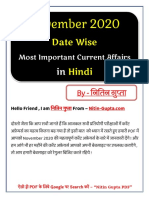 Current Affairs PDF November 2020 in Hindi by Nitin Gupta PDF