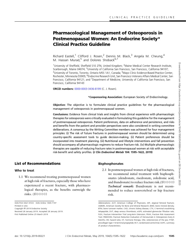 Pharmacological Management of Osteoporosis in Postmenopausal Women An