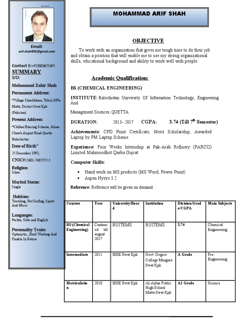 Arif CV | PDF | Academia | Learning