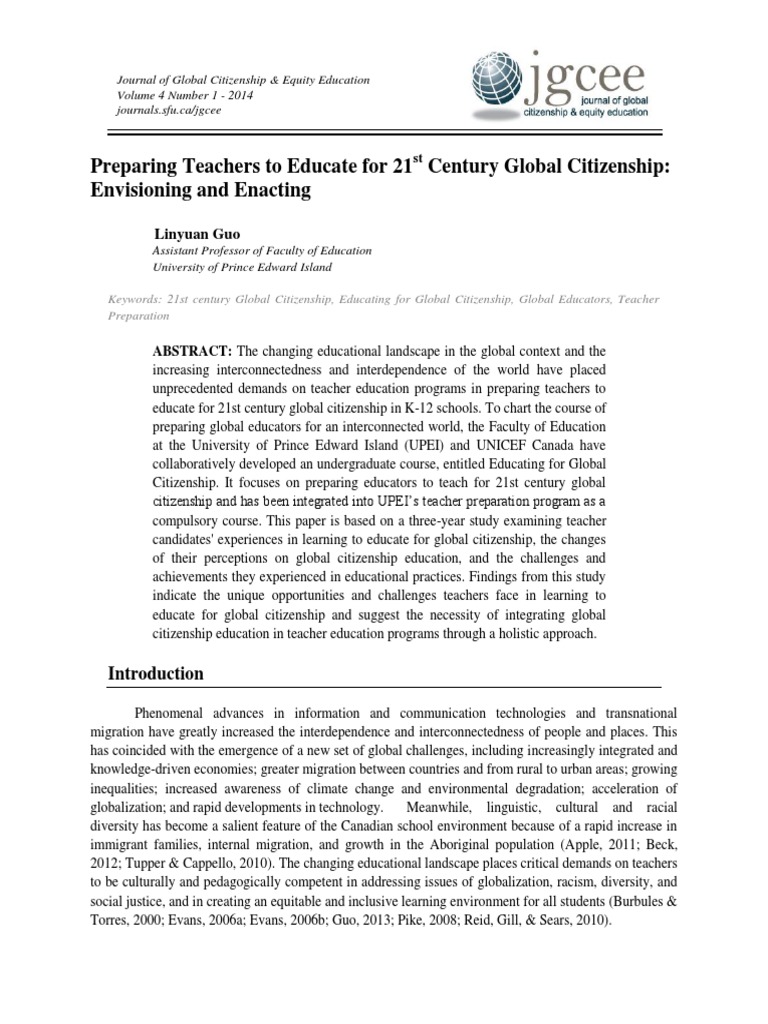 Preparing Teachers for Global Citizenship | PDF | Curriculum | Pedagogy