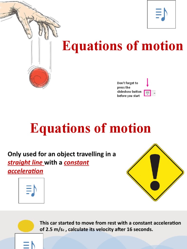 Equations of Motion for Constant Acceleration | PDF
