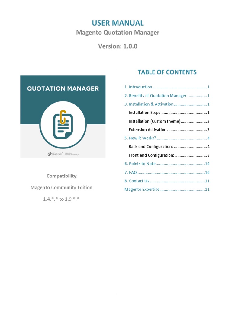 Quotation Manager PDF | PDF | Magento | Coupon