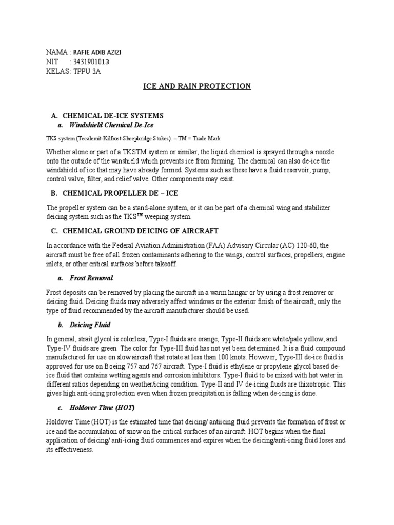 Aircraft Ice and Rain Protection Systems | PDF | Aerospace Engineering ...