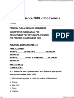CSS 2010 Political Science Paper - MCQs and Essay Questions on UK, US and Pakistan Constitutions