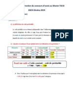 Proposition de Correction Du Concours D'accès Au Master FACG PDF