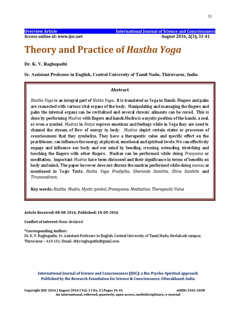 Fdocuments - in - Theory and Practice of Hastha Yoga Ijsc in Yogic ...