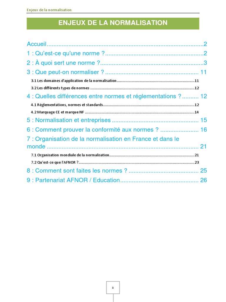 Ressource Sur La Normalisation PDF | PDF | Organisation internationale ...