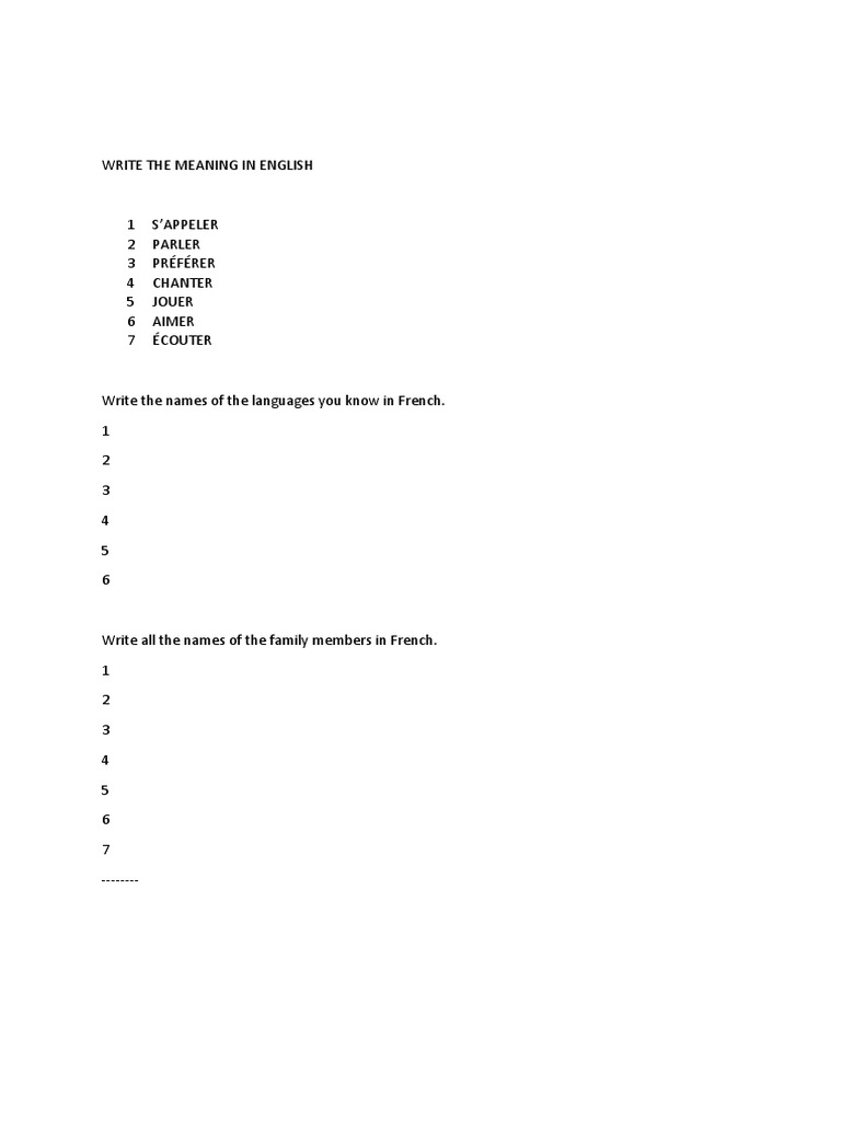 Conjugate In The Present Tense And Write The Meaning In English Pdf