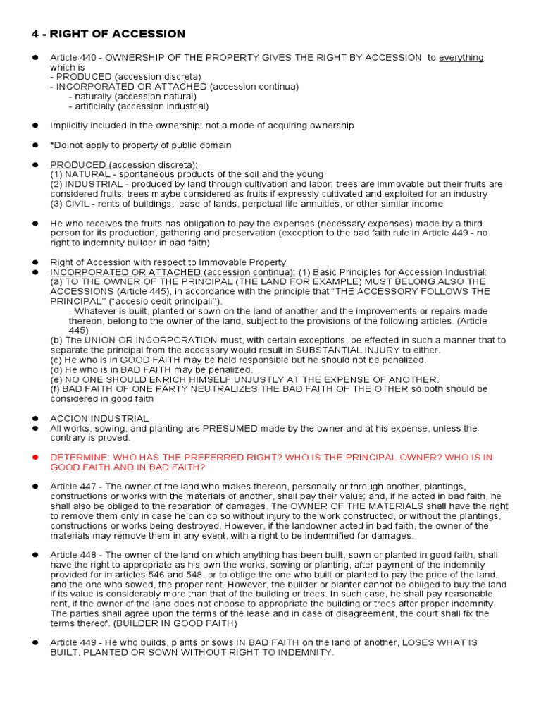 Right of Accession in Property Law | PDF | Indemnity | Mortgage Law
