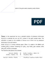 Estimation of Iron Content in The Given Water Sample by Redox Titration