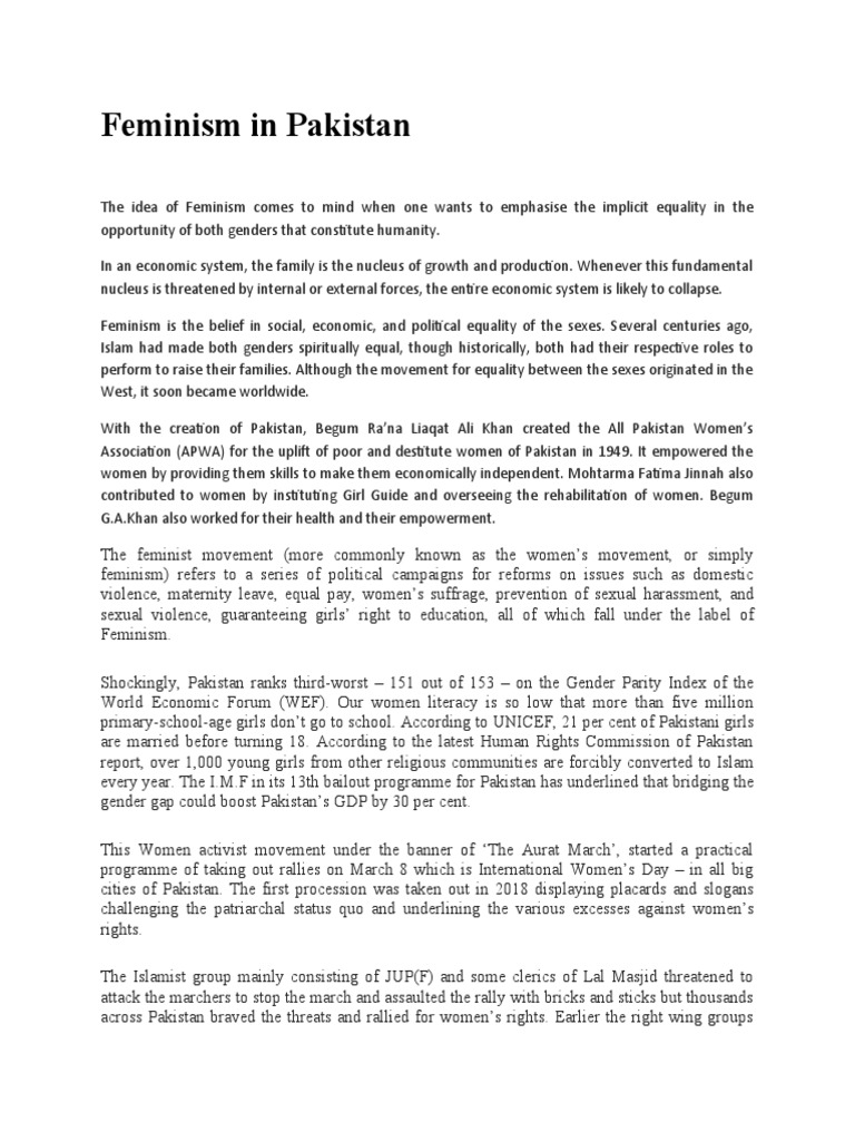 Feminism in Pakistan | PDF | Feminism | Gender Studies