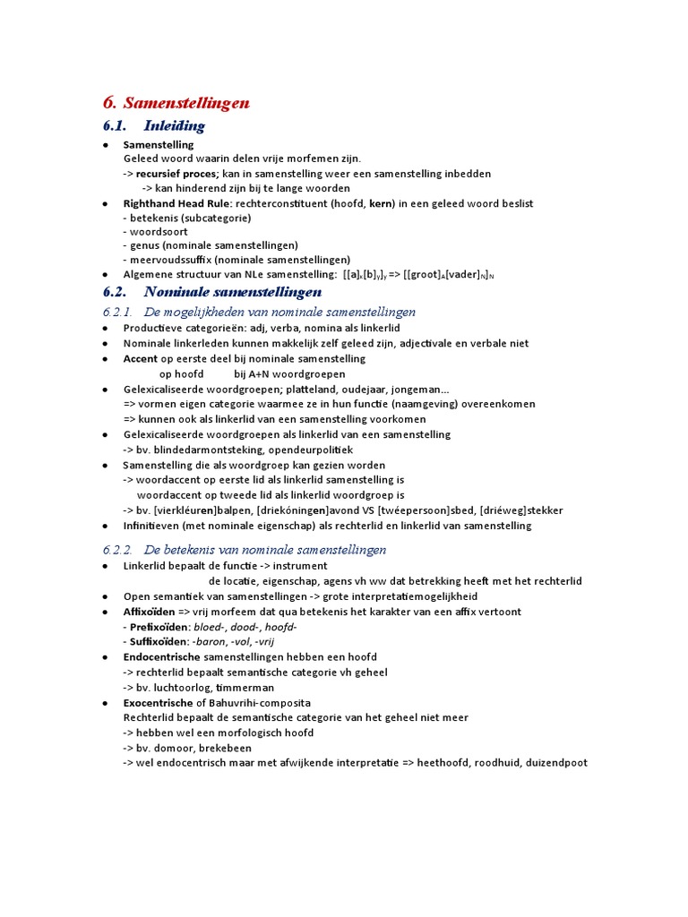 Hoofdstuk 6: Samenstellingen | PDF