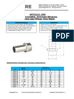 ARTICULO: 0399 Fittings Inoxidable: Entronque Manguera. Stainless Steel Fittings: Hose Nipple