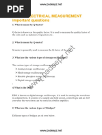 UNIT V ELECTRICAL MEASUREMENT Important Questions