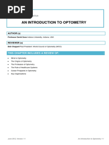An Introduction To Optometry: This Chapter Includes A Review of