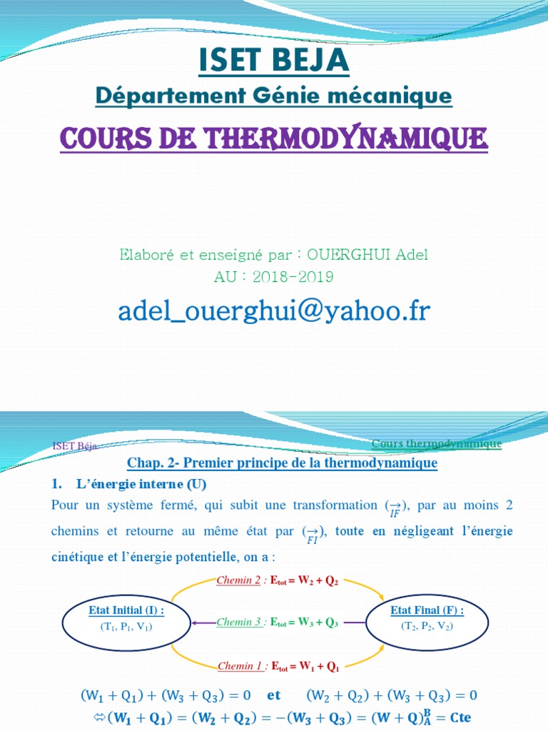 Premier principe de thermodynamique | PDF | Entropie | Transfert thermique