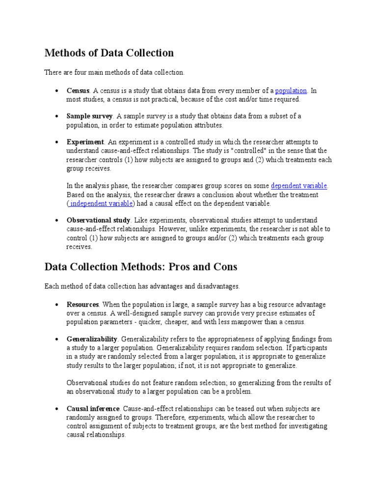 Methods of Data Collection 2 | PDF | Experiment | Sampling (Statistics)