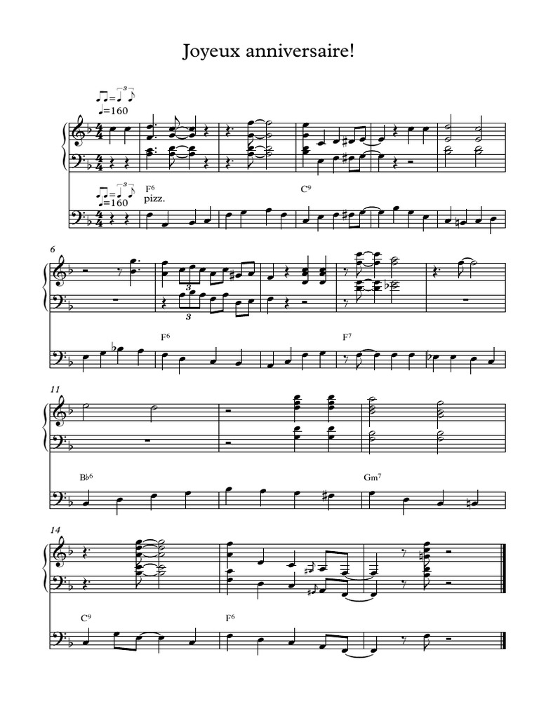 Joyeux Anniversaire! Partition Complète PDF