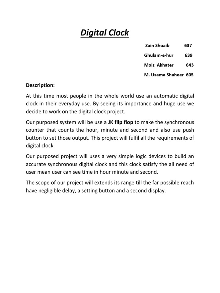 Synchronous Digital Clock Design | PDF | Business | Computers