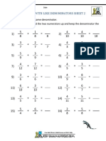Adding Fractions with Like Denominators Sheet 2 Answers