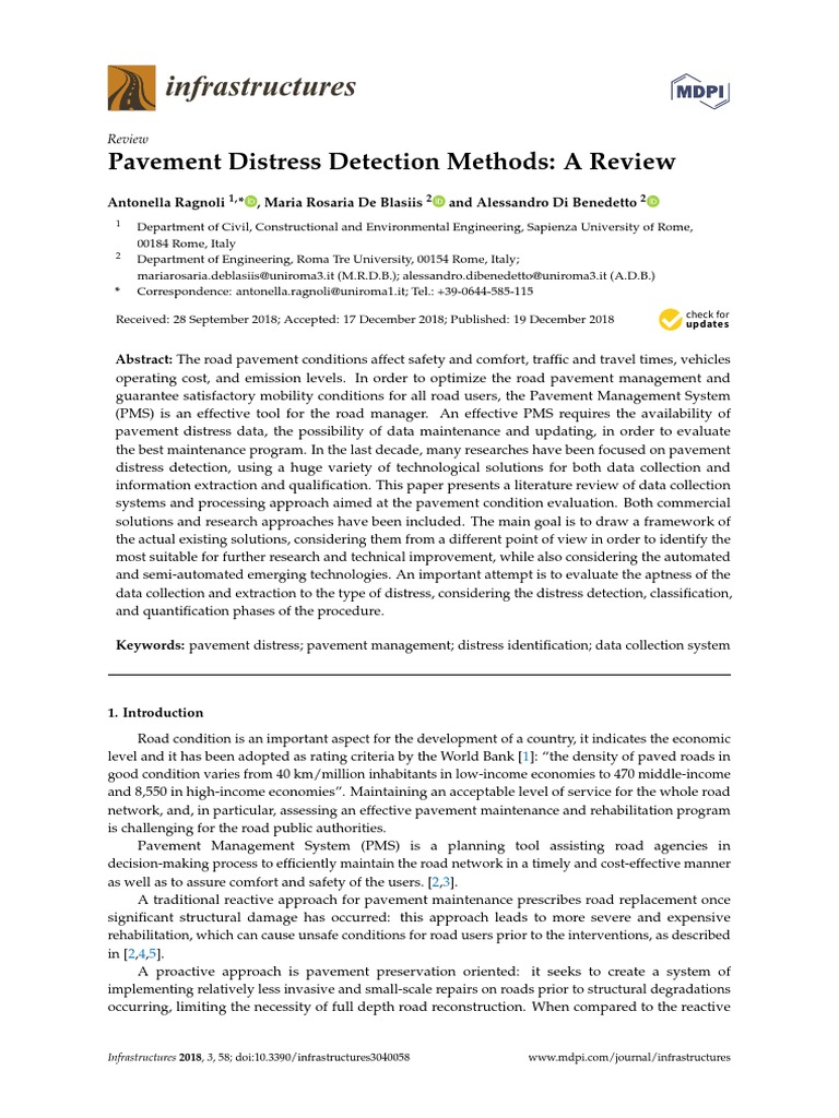 Infrastructures: Pavement Distress Detection Methods: A Review | PDF ...