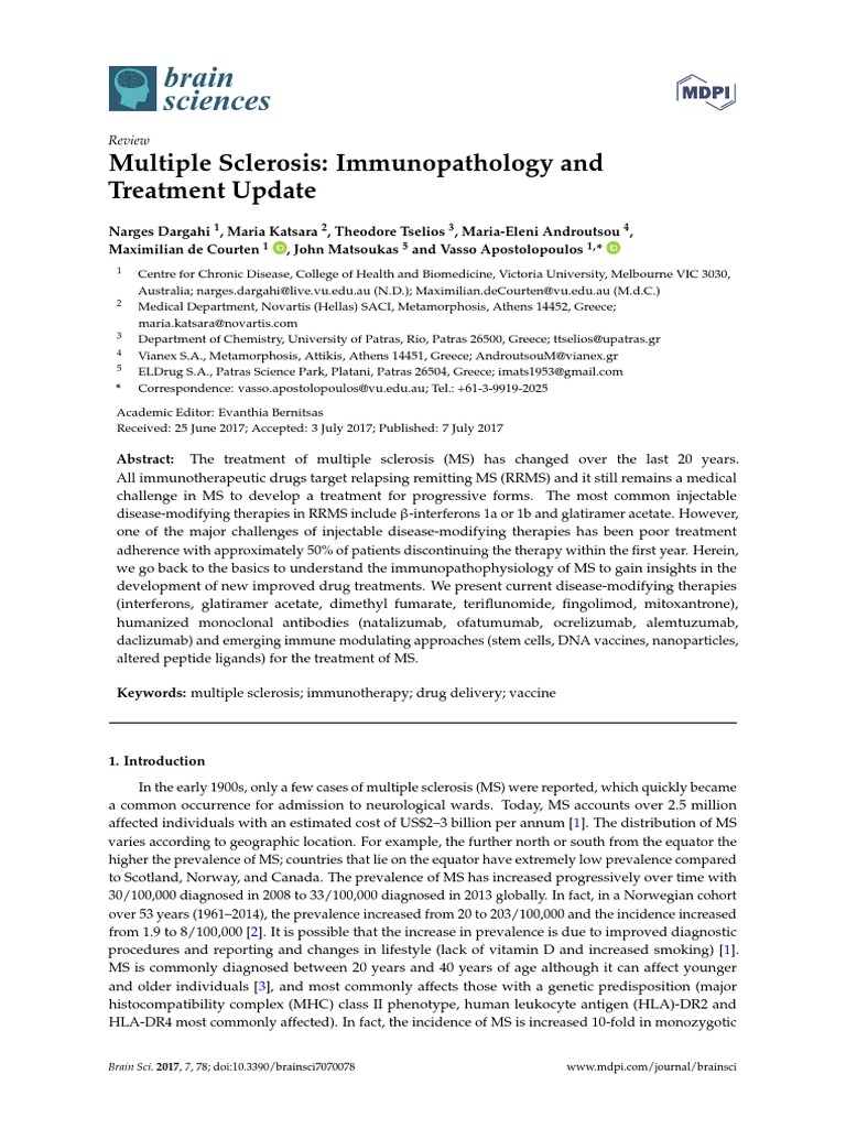 Brain Sciences: Multiple Sclerosis: Immunopathology and Treatment ...