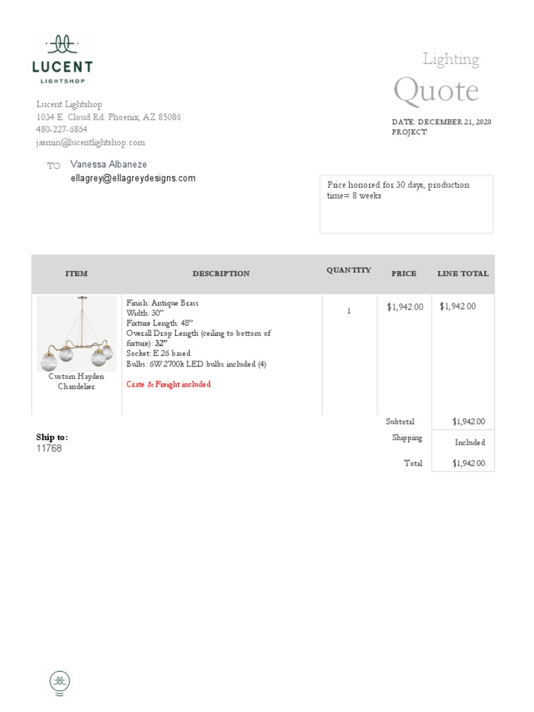 Custom Antique Brass Chandelier Quote | PDF