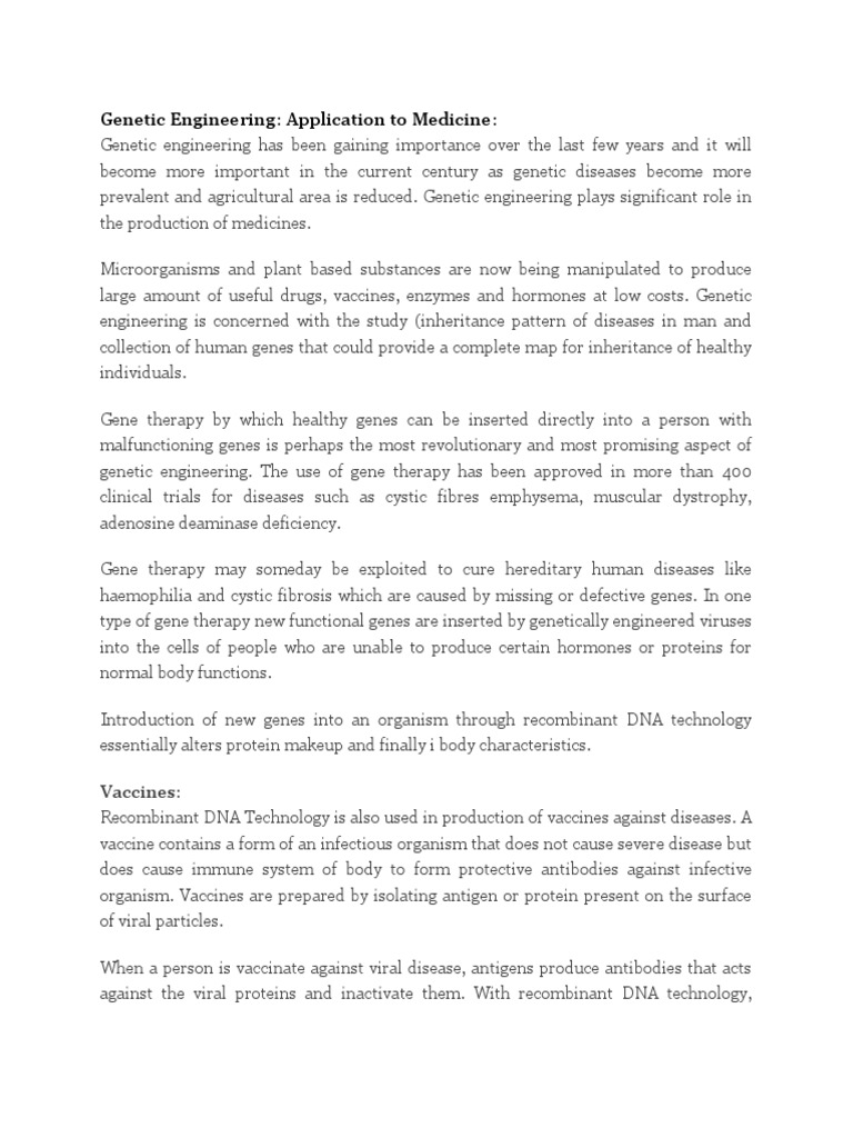 Genetic Engineering: Application To Medicine:: Vaccines | Descargar ...